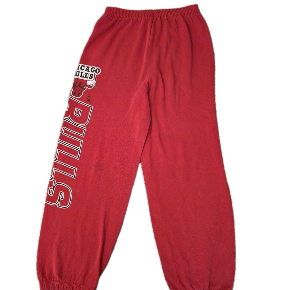 VTG 90s Chicago Bulls Sweatpants Boys Size L Red USA Made NBA Michael Jordan